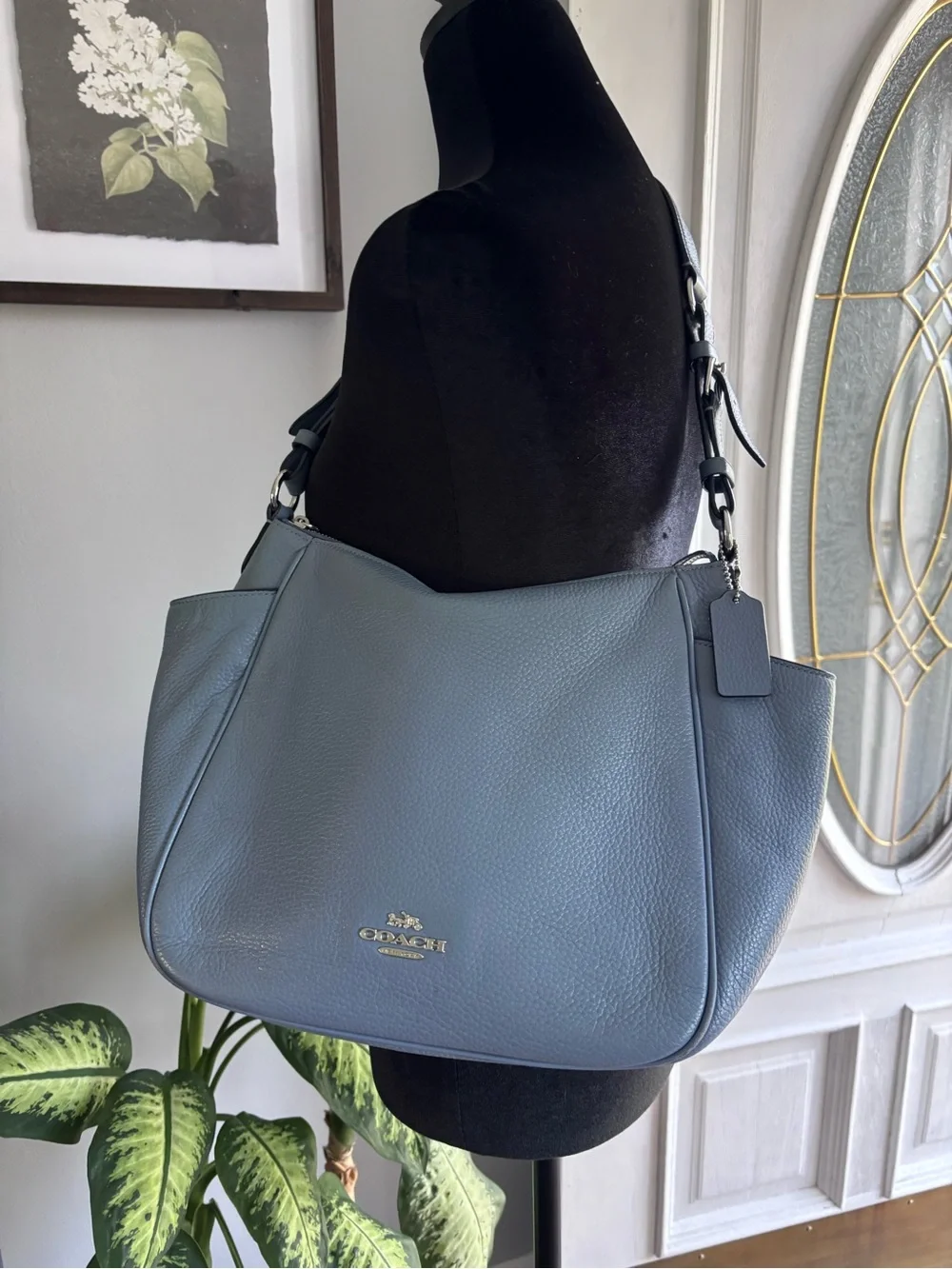 Coach Rory Periwinkle Pebbled Leather Hobo Bag
